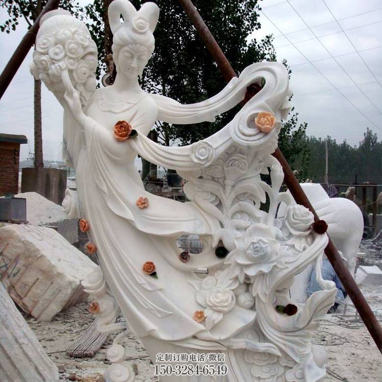 资阳公园天女散花雕塑 酒店门口雕塑 彩绘摆件 资阳公园天女散花雕塑 酒店门口雕塑 彩绘摆件